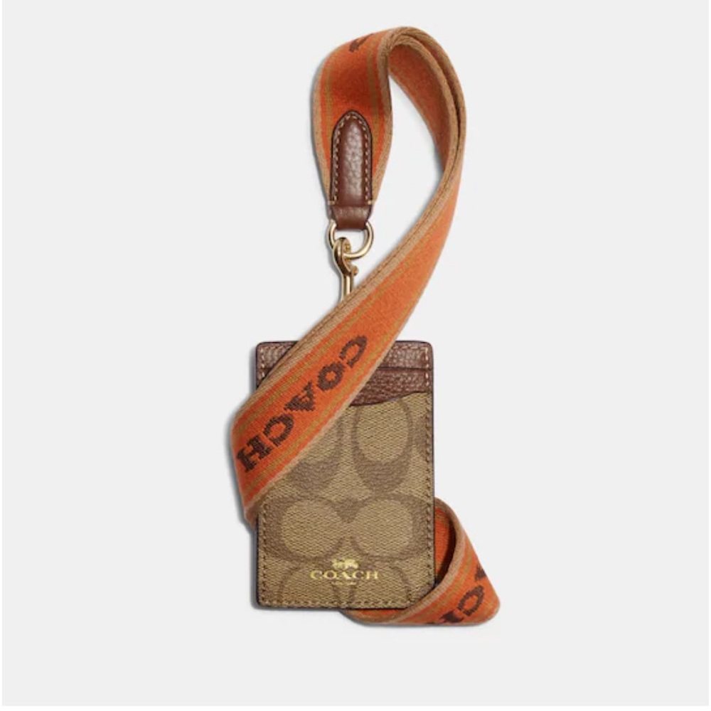 Coach Id Lanyard In Signature Canvas